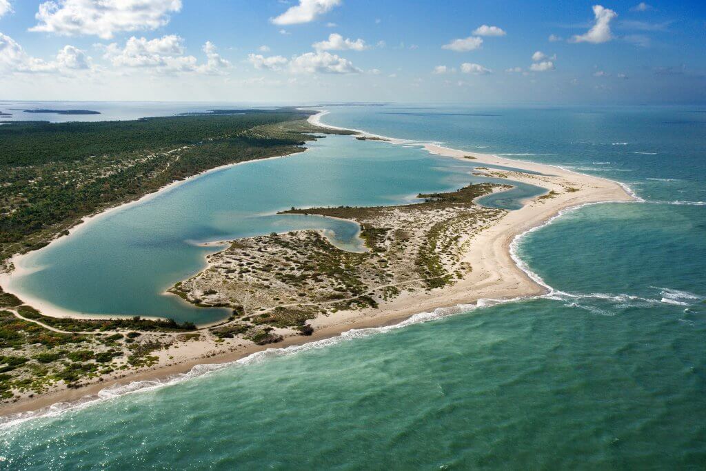 aerial view of cayo costa state park in florida