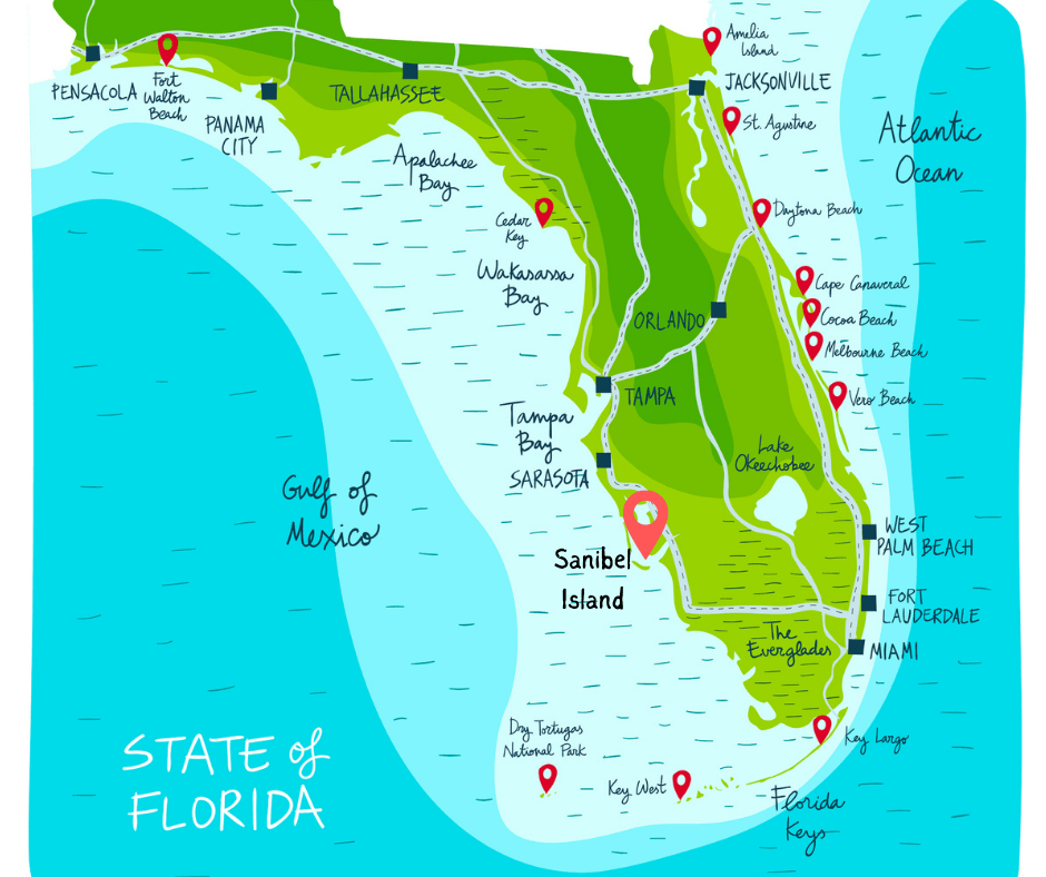 map of florida showing where sanibel island